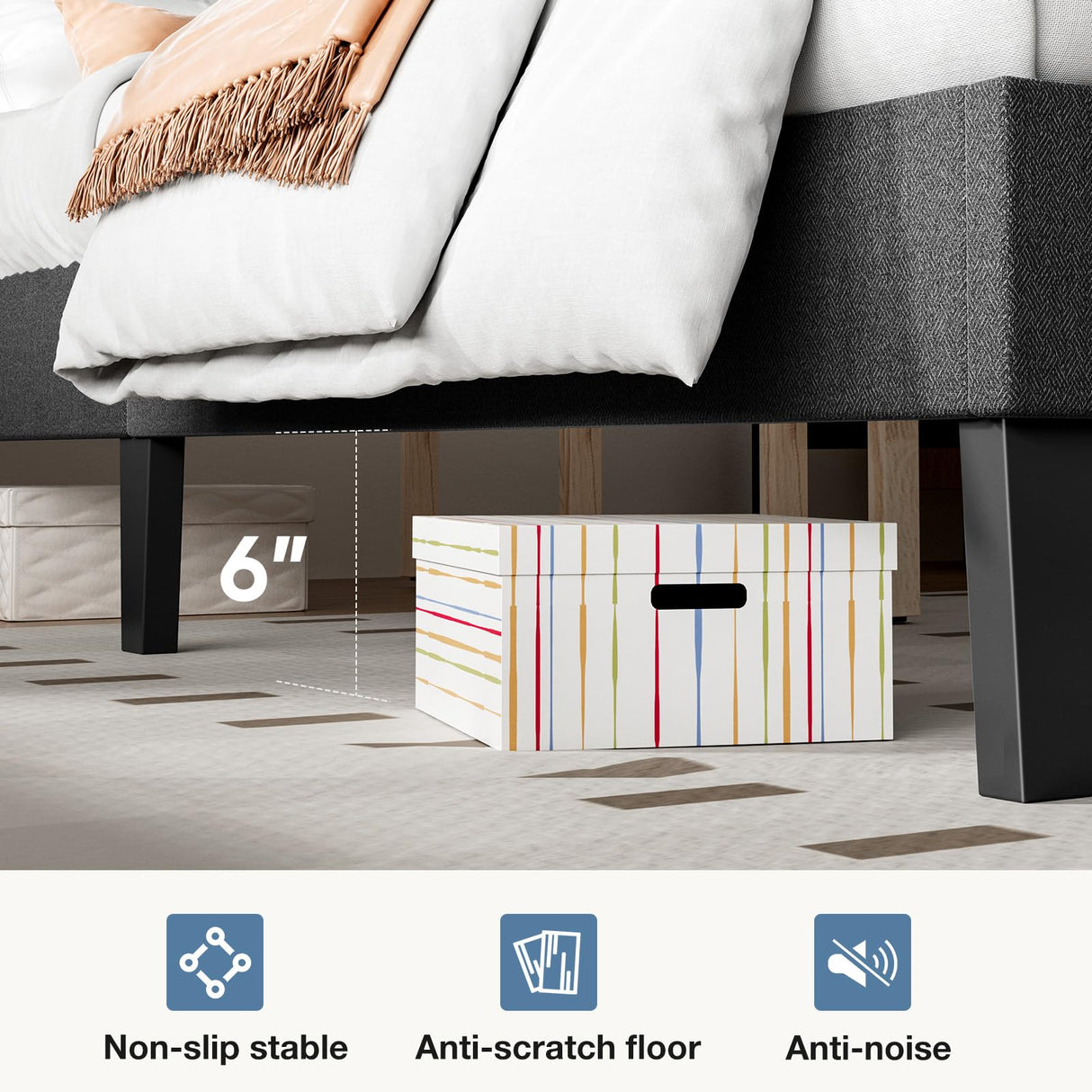 DUMOS Twin Bed Frames with Headboard, Wooden Twin Platform Bed No Box Spring Needed, Fabric Upholstered Bed Frame with Adjustable Headboard, 800LBS Support,Noise Free, Dark Grey DUMOS