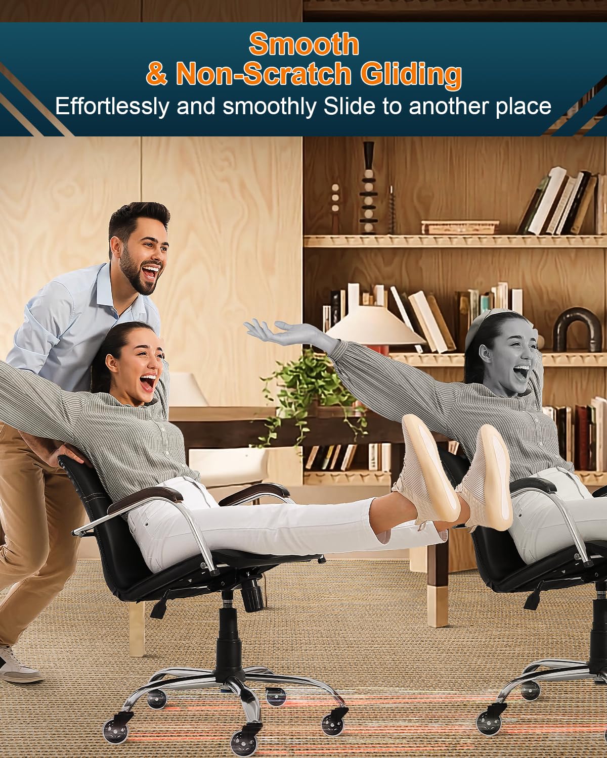 RidRed Office Chair Wheels - Replacement Rubber Wheels - Universal Fit 3 Inch Chair Casters, Heavy-Duty Chair Wheels, Noise Free, Fits 98% Chair, for All Floor (5) RidRed