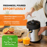 Eurolux Electric Orange Juicer, Sleek Effortless Citrus Juice Squeezer for Lemon, Lime, Grapefruit | Powerful Motor, Easy to Clean, Removable Dishwasher-Safe Parts Eurolux