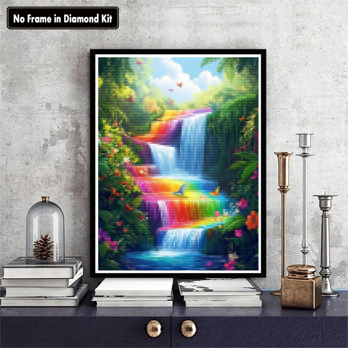 Zariocy 5D Diamond Art Kits for Adults Rainbow Falls, DIY Diamond Painting Art Landscape Round Full Drill Crystal Diamond Embroidery Paintings Arts Craft for Home Office Wall Decor 12x16 inch Zariocy