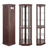 Lighted Corner Display Curio Cabinet Wooden Shelving Unit with Tempered Glass Door, Bar and Liquor Storage Area with 4 Shelves, Wine Cabinet CQSXDA