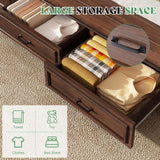 AMERLIFE Farmhouse Full Size Bed Frame with 52.2" Tall Headboard & Footboard, Wood Platform Bed Frame with 2 Large Storage Drawers, Noiseless, No Box Spring Needed, Rustic Brown AMERLIFE