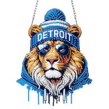 DIY Diamond Art Hanging Kit for Adult,Acrylic Diamond Art Painting Window Pendants Home Garden Wall Hanging Kits Hanging Ornament,Football Style (Detroit Blue) Weadatty