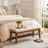HUIMO Bedroom Bench for End of Bed, Upholstered Dining Seat for Kitchen, Button-Tufted Ottoman Bench for Entryway and Living Room, Beige HUIMO