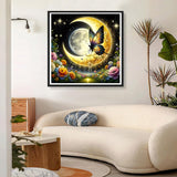 GDYEEH DIY 5D Fairy Diamond Art Kits, Round Full Drill Sparkling Moon Flowers Diamond Painting Picture, Dreamland Diamond Painting Art Kits Craft for Adults Beginners, Home Wall Decor 12x12 inch GDYEEH