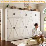 Unikito 71” Tall Storage Cabinet, Farmhouse Kitchen Pantry Cabinet with Adjustable Shelves and Barn Doors, Large Bathroom Storage Cabinet, Storage Cupboard for Dinning, Living Room, Office, 2 Pack Unikito