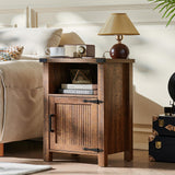 Joaxswe Night Stand with Charging Station and USB Port, 18 Inch Farmhouse Nightstand with Storage Shelf, Rustic Wood Bedside Table with Magnetic Door, Bed Side Tables for Bedroom, Reclaimed Barnwood Joaxswe