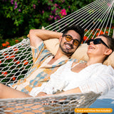 Lazy Daze Hammocks 12FT Double Rope Hammocks, 2 Person Hand Woven Cotton Hammock with Spreader Bar for Outdoor, Indoor, Patio, Poolside, FIT 13-15 Foot Stand, Max 450 Lbs, Natural, 141 x 57 inches Lazy Daze Hammocks