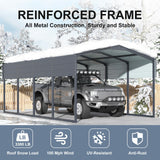 WELYAS 20×12 FT Heavy Duty Carport Canopy with Galvanized Steel Frame and Roof, All Metal Carport Garage, Car Shelter for Trucks, Boats, Tractors WELYAS