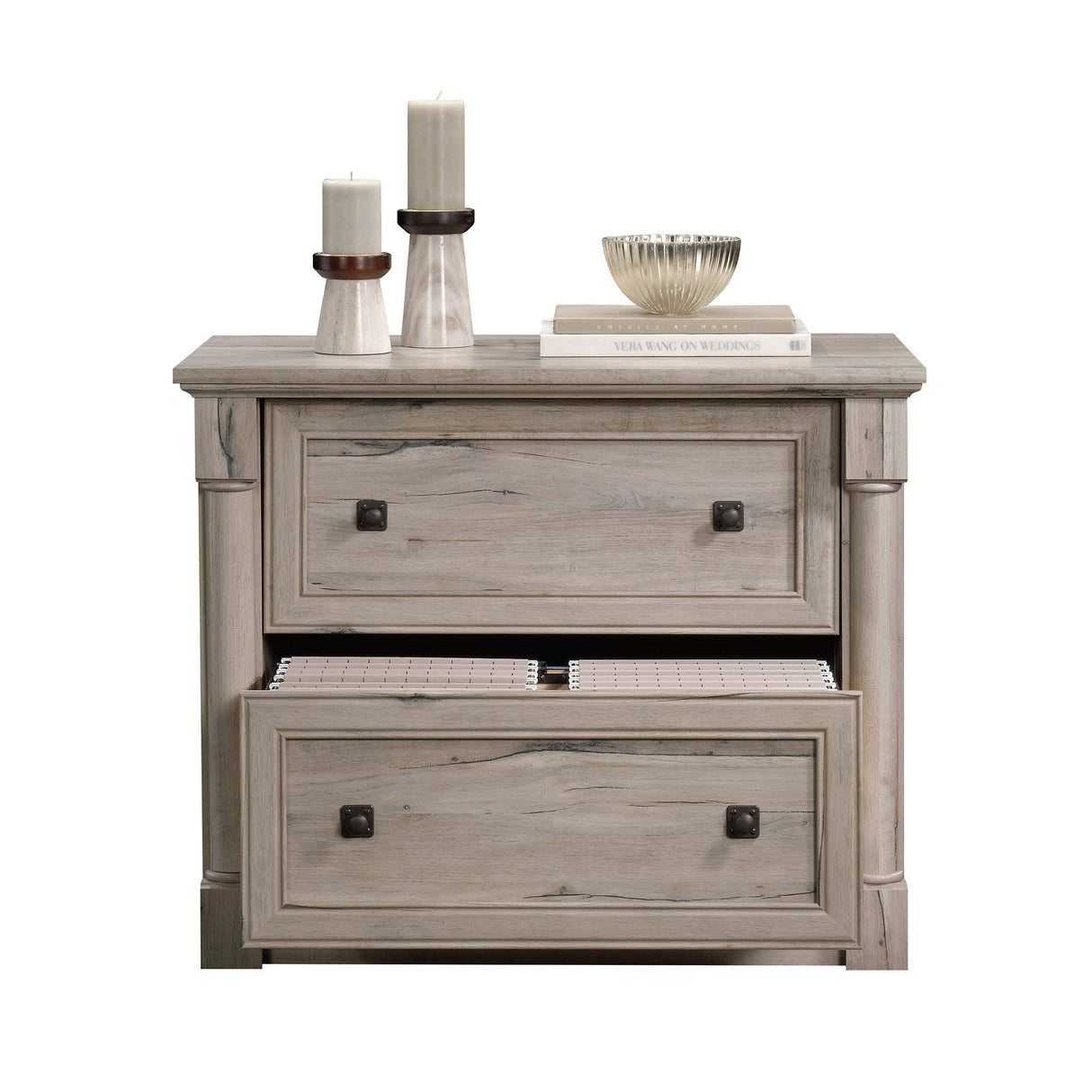 Sauder Palladia 2 Drawer File Cabinet, Lateral Filing Cabinets for Home Office, Hanging File Folders Organizer, Interlocking Drawers, in Split Oak Finish Sauder