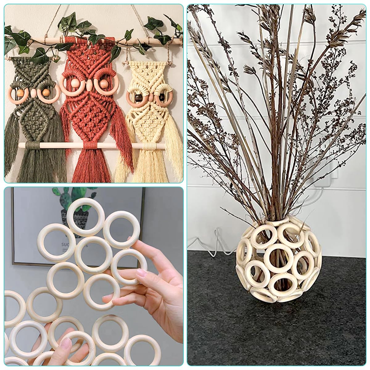 Unfinished Wooden Rings for Craft, Natural Wood Rings Without Paint for Pendant Connectors, Jewelry, DIY Making, Crafts & Home Decor (55mm, 20 Pack) yuntop