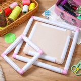 Janinka Embroidery Hoop 3 Pcs Cross Stitch Hoops and Frames White Rectangular Cross Stitch Embroidery Snap Frame DIY Sewing Tool for Quilting Silk-Painting 6 x 6, 8 x 8, 11 x 11 in(Light Purple) Janinka