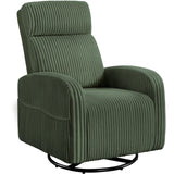 Yaheetech 360° Swivel Glider Chair for Nursery, Rocking Chair Nursing Chair with Side Pockets, Corduroy Glider for Living Room with High Back Dark Green Yaheetech