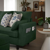 Enobala 101" Convertible Sectional Sofa, 4 Seat U Shaped Couch with Storage Ottoman and Side Pocket, Comfy Sectional Couch for Living Room, Apartment, Modern Linen Fabric Sofa Set,Green Enobala