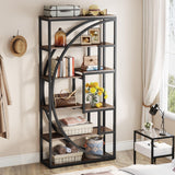 Tribesigns Bookshelf, Industrial 5-Tier Etagere Bookcase, 70.8 inch Tall Bookshelf with 8 Open Storage Shelf, Book Shelf Display Tack Shelving Unit for Home Office Living Room, Rustic Brown Tribesigns