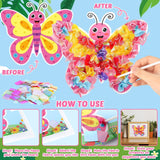 Lonfliness 8PCS Poke-in Craft and Art Kit for Kids Animal Theme No-Mess Fabric Sewing Art Girls Boys 4-12 Puzzle Puncture Painting DIY Jungle Animal Toy Gifts for Creative Activity Game Birthday Party Lonfliness