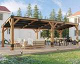 AMERLIFE 10 x 20FT Wood Gazebo with Metal Hardtop, Large Outdoor Grill Canopy with Sloped Roof, Heavy Duty Pergola for Garden, Patio, Backyard, Solid Spruce AMERLIFE