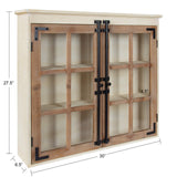 Kate and Laurel Hutchins Decorative Farmhouse Wood Wall Cabinet, 30 x 6.5 x 27.5, White and Brown, Wall Cabinet with Window Pane Glass Door Kate and Laurel