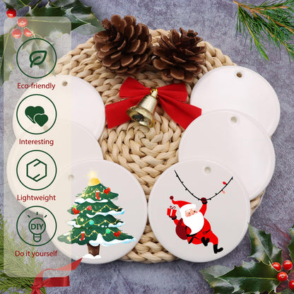 ZYNERY 30Pcs Sublimation Ceramic Ornaments, Sublimation Ornament Blanks, Ornaments for Crafts, DIY Christmas Ornaments, White Christmas Ornaments, Sublimation Blanks Products Bulk Personalized Gift