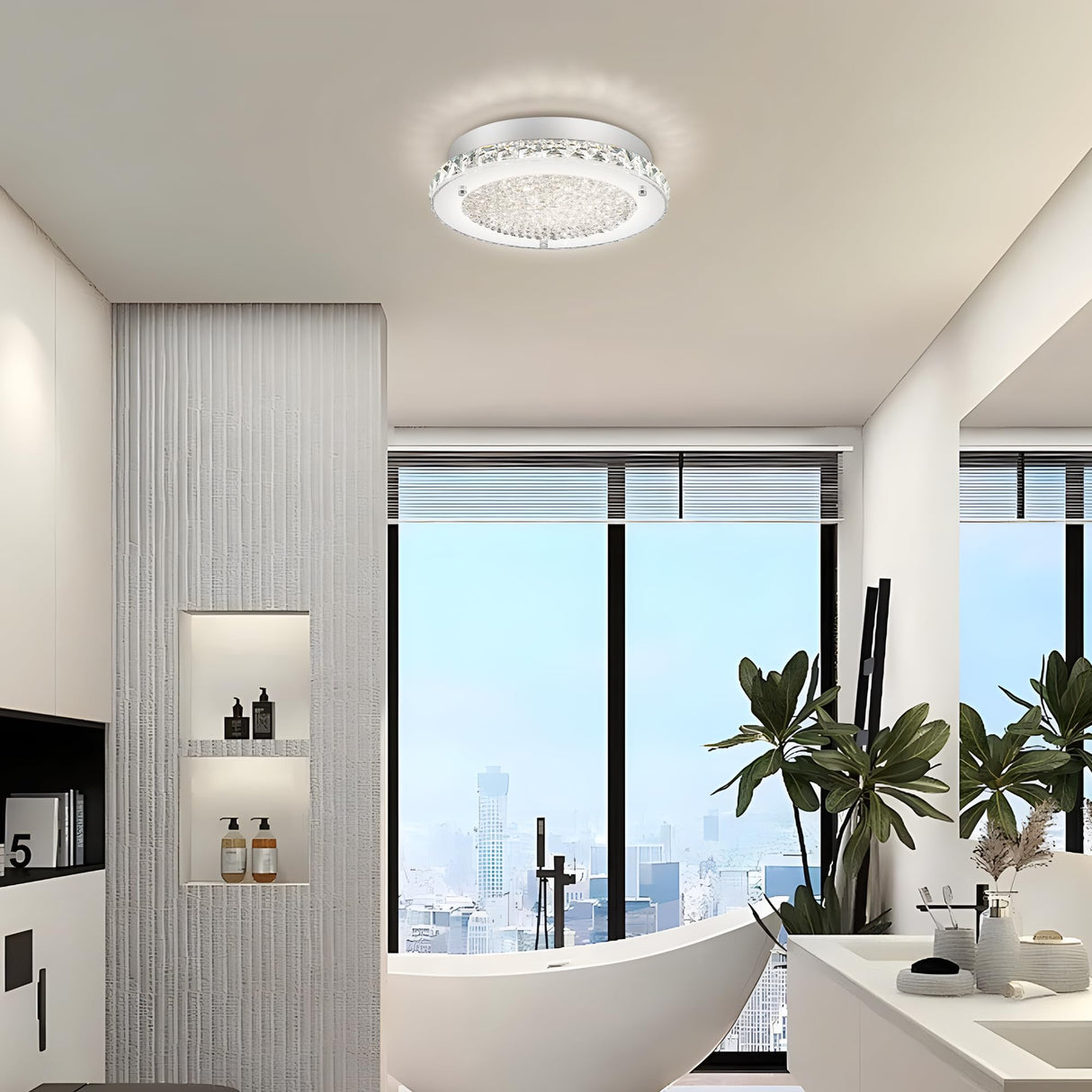 Ceiling Light, Crystal Ceiling Light Fixture Flush Mount Ceiling Light Crystal Light Fixture Ceiling Mount Modern Dimmable LED Ceiling Light for Bedroom Kitchen Bathroom Hallway Porch Office 11" DHK wot