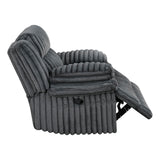 Lexicon Manual Glider Recliner Chair, Corduroy Manual Tab Pull Reclining Chair with Pillow Top Arms, Plush Cushions, Cozy Theater-Style Accent for Living Room/Bedroom, Easy Assembly, Dark Gray Lexicon