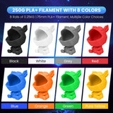 SUNLU 3D Printer Filament Pack, 0.25kg Each Spool, Total 2kg, Mini Spool, PLA+ Filament 1.75mm, 8 Packs, Black+White+Grey+Blue+Green+Red+Orange+PureYellow SUNLU
