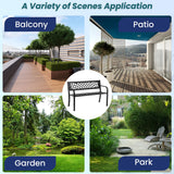 MGHH Outdoor Bench, Patio Garden Bench with Iron Steel Frame, Mesh Pattern, Metal Outside Bench for Park Porch Lawn Yard Balcony Path Entryway Deck,Black MGHH