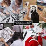 PANDAFLY Drawing Sketching Pencil Set, 42 Pack Pro Art Pencil Kit with Graphite Pencils (14B-4H), Charcoal Pencil, Ideal for Shading, Blending, Drawing Set for Beginners & Pro Artists PANDAFLY