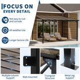 Garvee 10x12 Ft Outdoor Lean to Gazebo, Wall Mounted Patio Hardtop Gazebo Pergola with Polycarbonate Roof, Upgraded Steel Frame Hardtop Pavilion for Patio, Garden, Lawn, Deck Garvee