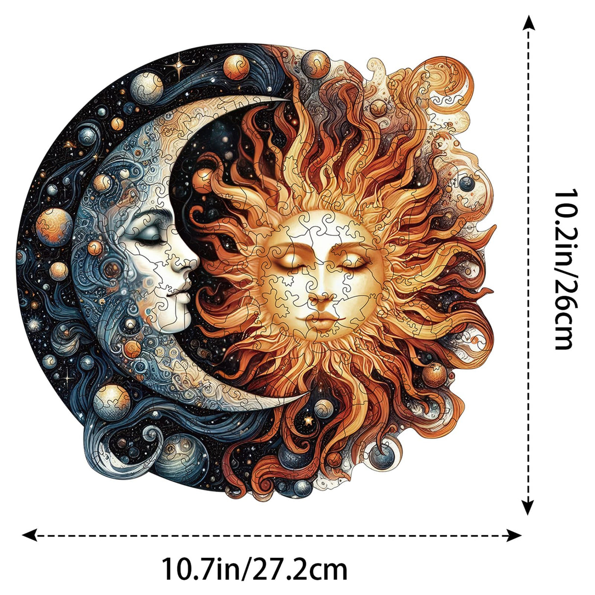 Wooden Puzzles for Adults, Sun and Moon Wood Puzzles 200 Pieces, Irregular Animal Shaped Unique Wooden Jigsaw Puzzles, Creative Ghristmas Gift for Teenagers and Adults WHJSG