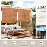 BAYUE Bamboo Reed Roller Blinds, Patio & Porch Blackout, UV Protection, Eco-Friendly, Heat Insulation, Semi-Sheer, Brown, 34"W x 48"H, Manual Lift, Outside Mount, Top Control, Rectangular, 1 Pack BAYUE