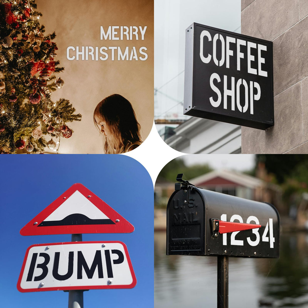 2 Pack - 2 Inch Letter Stencils Set, 72 Reusable Stencils for Painting On Wood, Metal, Walls, Fabric, Rocks with Interlocking, Perfect for Banners, Sign Making & DIY Art (2 inch) Vomulato