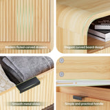 FURSUN 24" Fluted Nightstand with Charging Station, Wooden End Table with 2 Drawers Storage, Curved Profile Design, Modern Bedside Cabinet for Bedroom Living Room, Natural Oak FURSUN