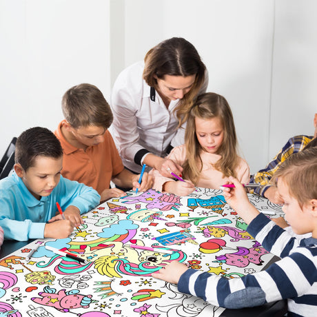 Gatherfun Unicorns Birthday Party Giant Coloring Poster - 31.5x 72 Inches - Versatile Classroom Wall Décor & Unicorns Birthday decorations-Poster or Table Cover for School Parties and Special Events Gatherfun