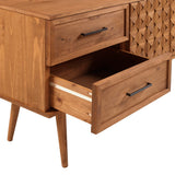 Walker Edison Deluca Boho Solid Wood 2 Door Sideboard with Prism Detail, 58 Inch, Caramel Walker Edison