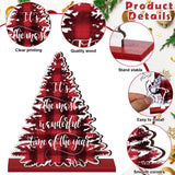 CroBlissful 6 Pcs Christmas Table Decorations Winter Centerpiece Buffalo Plaid Red Black Gnome Signs Farmhouse Wooden Table Top Signs Rustic Christmas Decor for Office Desk Indoor Tiered Tray Decor CroBlissful