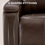 Watson & Whitely Genuine Leather Electric Recliner Chairs for Adults, Lay Flat Recliner with Power Headrest & Chargers for Living Room, Dark Brown Watson & Whitely
