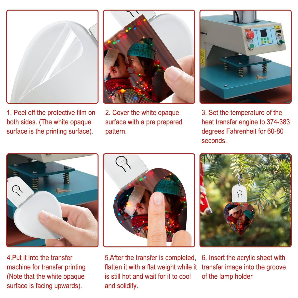 10Pcs Sublimation Keychain Blanks Bulk with LED Keychain Acrylic Lighted Transfer DIY Crafts with Keyrings for Photos (Heart) YWNYT