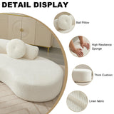 106'' Oversize Sponge Curved Sofa,Modern Minimalist Corduroy Anti-Wrinkle Sofa,Cloud Couch 3-Seater Couch w/2 Pillows (Beige) BUIORD