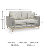 Signature Design by Ashley Seton Creek Cottage Weather Resistant Outdoor Loveseat with Cushion and 2 Throw Pillows, Light Brown & Light Gray Signature Design by Ashley