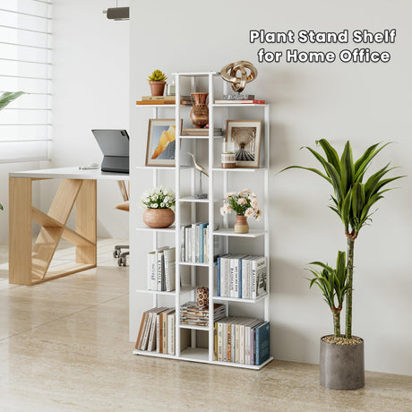 DGSANDGO 5-Tier Small Space Bookshelf,Sturdy Compact Bookcase for Study Room/Bedroom,Easy Assembly Wooden Storage Shelf（7.8” D,White） DGSANDGO