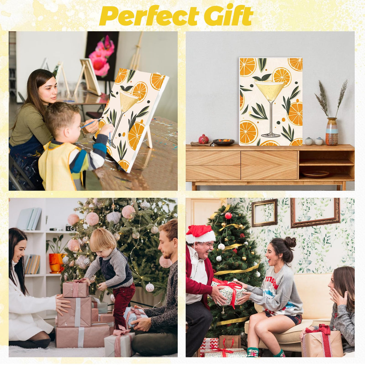 RICUVED Paint by Number for Adults Framed Canvas, 4 Pack Paint by Number Kits Arts and Crafts for Adults Beginner, Easy DIY Summer Drink Acrylic Painting Number Kits for Home Wall Decor(7.8X11.8inch) RICUVED