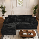 Modular Sectional Sofa Cloud Sectional Couch, 107" Comfy Fluffy L Shaped Black Couches for Living Room, Deep Seat Memory Foam Plush Corduroy Boneless Couch Sectionals with Left Facing Chaise Sofa HYJT-H&K