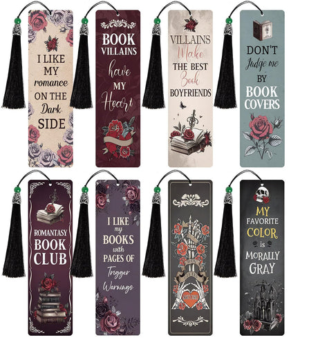 HTTDMY 8PCS Diamond Painting Art Bookmarks,Cute Acrylic Bookmarks Crafts Kits Gifts with Pendants for Adult Women Book Lovers (Dark Romance) HTTDMY