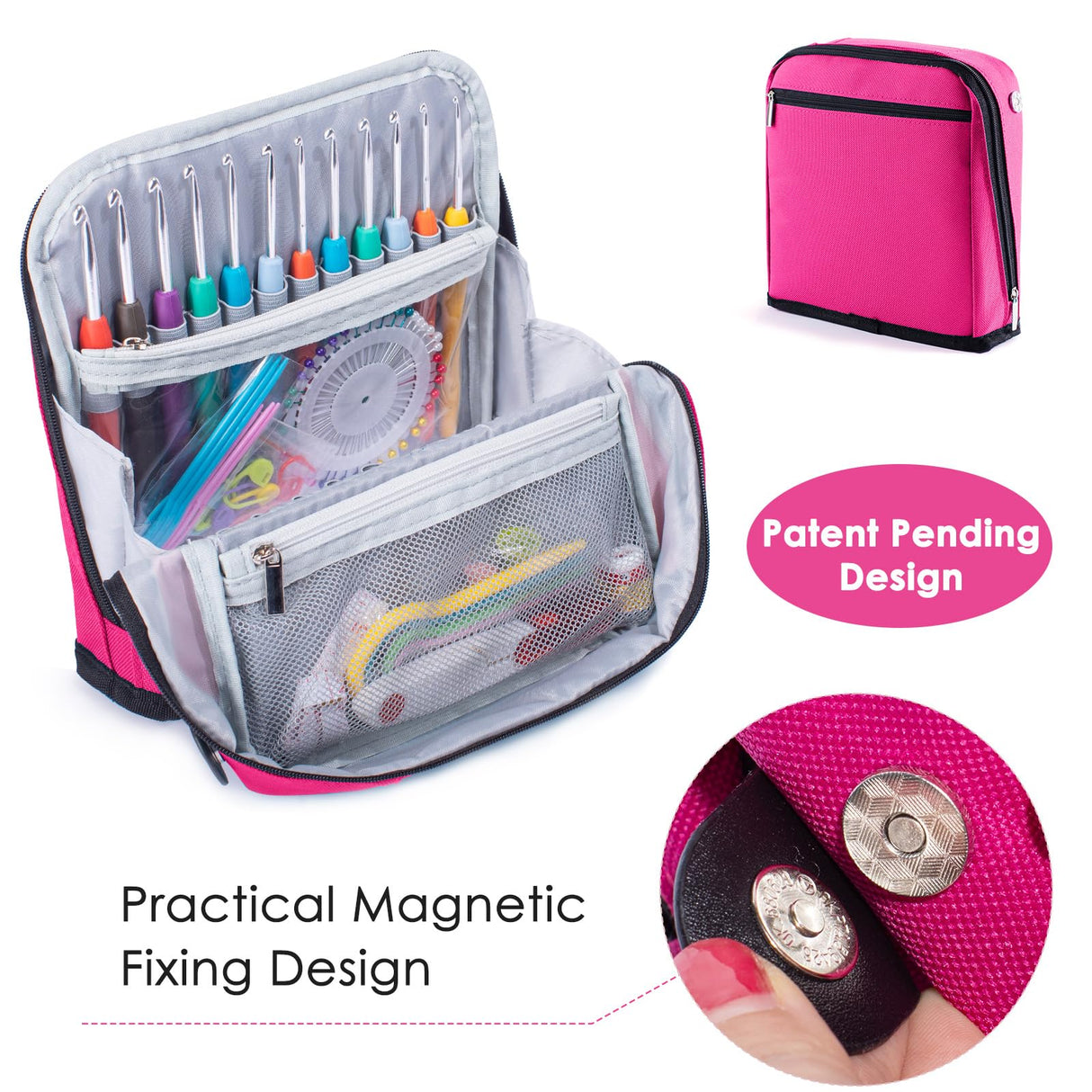 MYBAGZING Crochet Hook Case Empty - Crochet Hook Organizer Case Stand Up Unique Design -Corchet Organizer - Crochet Hook Holder for Knitting & Crochet Supplies - Knitting Accessories (Case Only) MYBAGZING