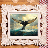 VNUIEHG Paint by Numbers, Whale Tail Splashing Through The Water, 16x20 Inch Drawing with Brushes Winter Home Decor Christmas Gifts (Without Frame) VNUIEHG