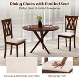 Giantex Wood Dining Chair Set of 2, Wooden Kitchen Chairs with Upholstered Seat, Rubber Wood Legs & Cross Back, Farmhouse Armless Side Chairs for Dining Room, Restaurant, Oak Giantex