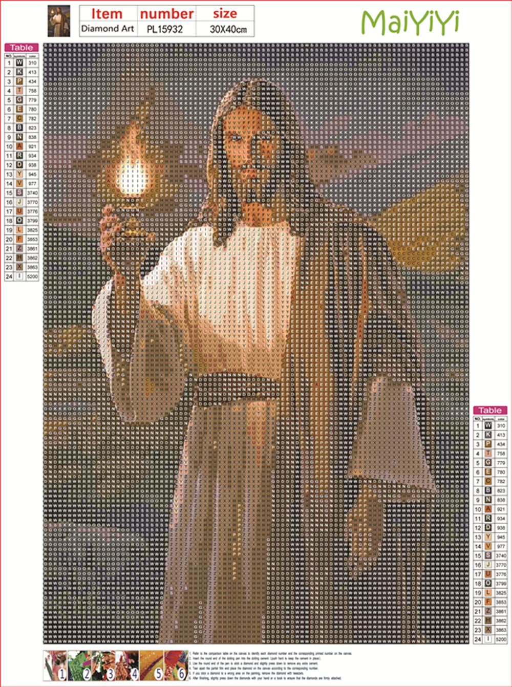 MaiYiYi Jesus Diamond Painting by Numbers, 5D Full Round Drill Religion Diamond Art Kits, God Light of Hope Diamond Painting Set for Adult Beginner Home Wall Art Decor (30X40 CM) MaiYiYi