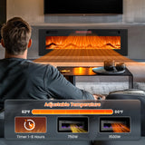 Joy Pebble 60 inch Electric Fireplace Inserts, in-Wall Recessed and Wall Mounted 750/1500W Fireplace Heater, Touch Screen, Remote Control with Timer, Adjustable Flame Color and Speed Joy Pebble