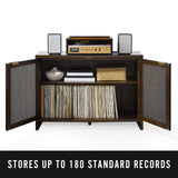 Crosley Furniture Kenji Media Console, Record Player Stand with Vinyl Storage, Modern Home Organizer, Dark Brown Crosley Furniture